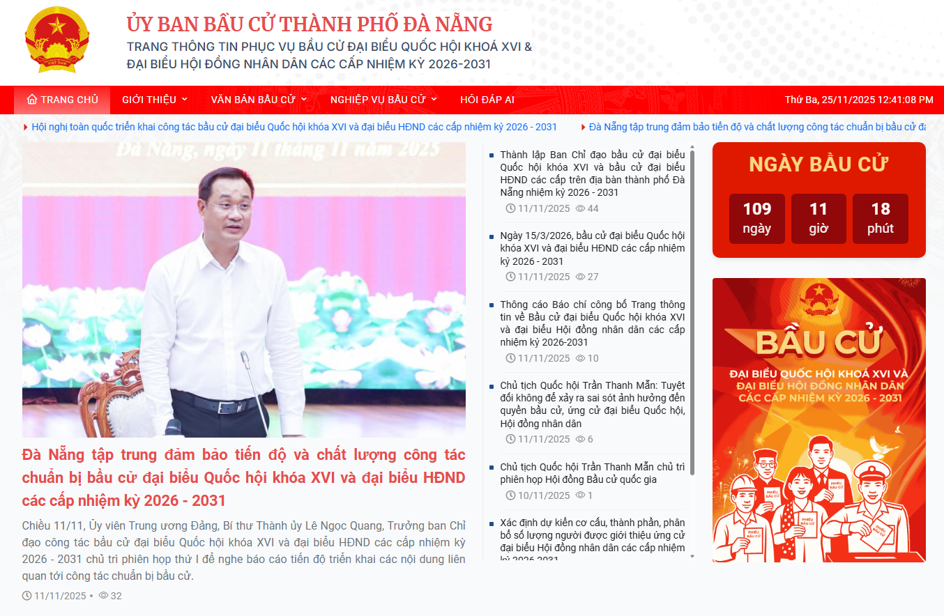 Trang thông tin có địa chỉ truy cập: https://baucu.danang.gov.vn.